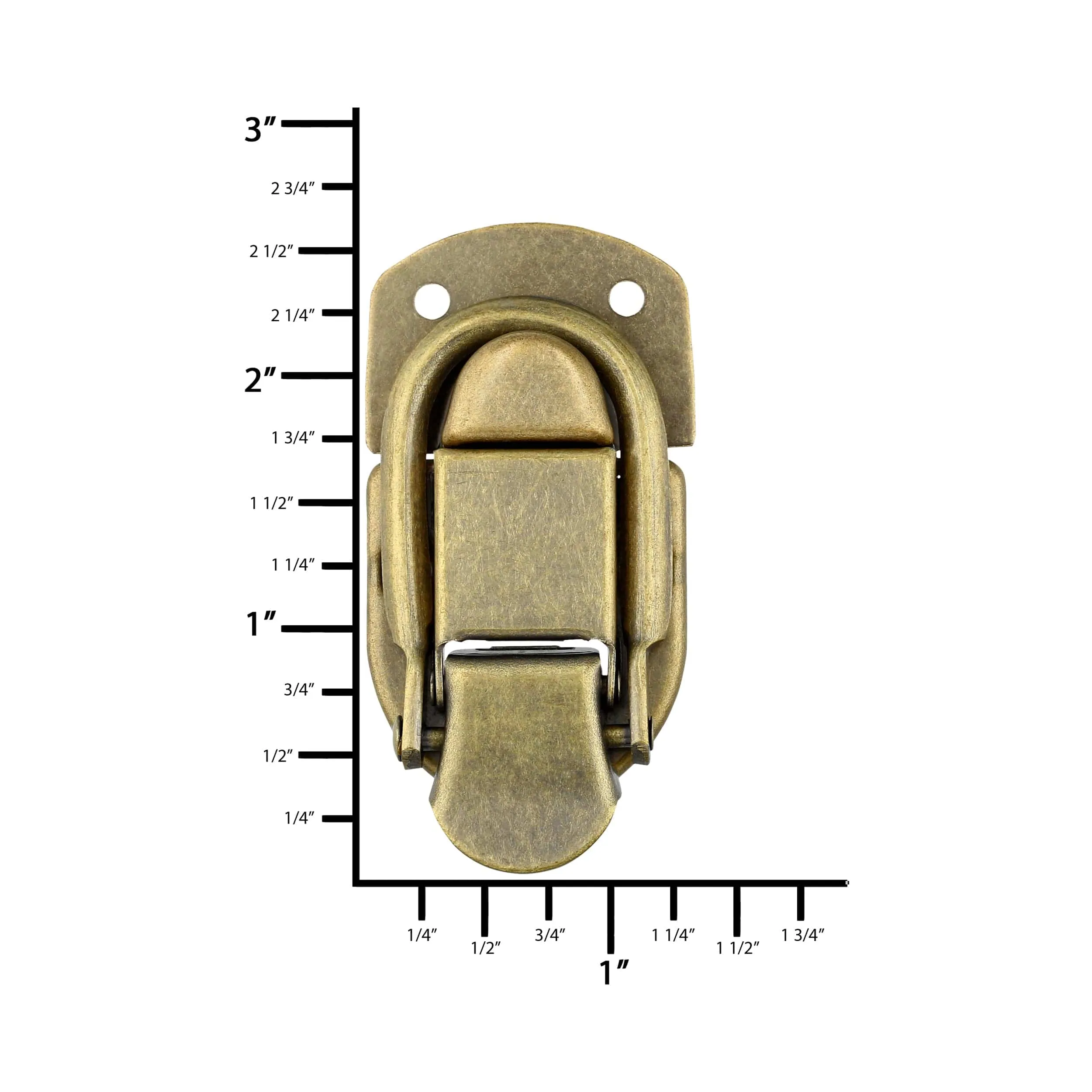 2 7/16" Antique Brass, Latch Lock Drawbolt, Steel, #L-2026-ANTB