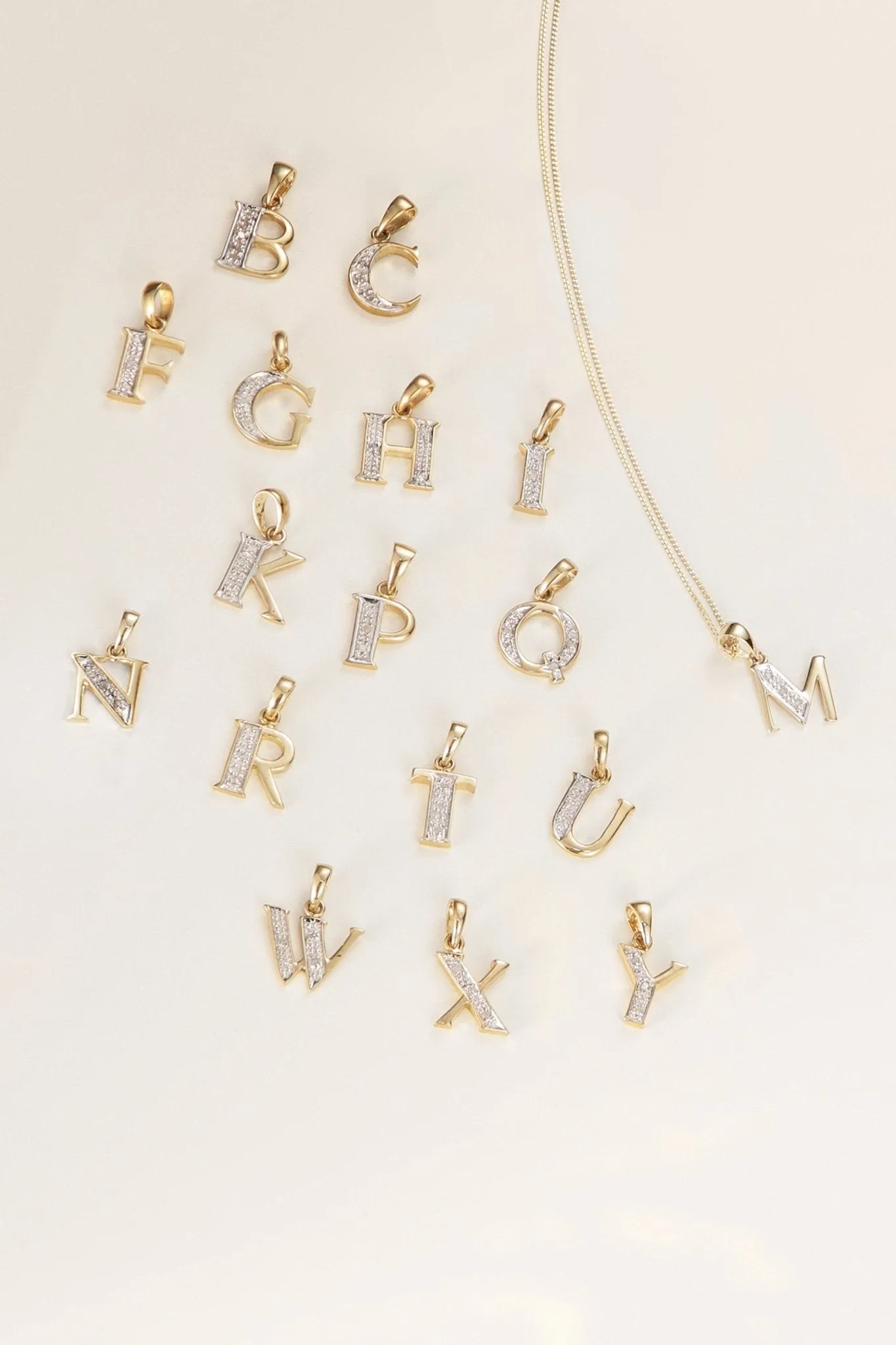 9ct Yellow Gold Diamond Initial Pendant