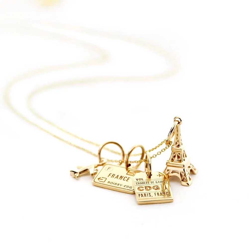 Airplane Charm, Solid Gold Tiny