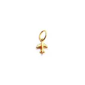 Airplane Charm, Solid Gold Tiny