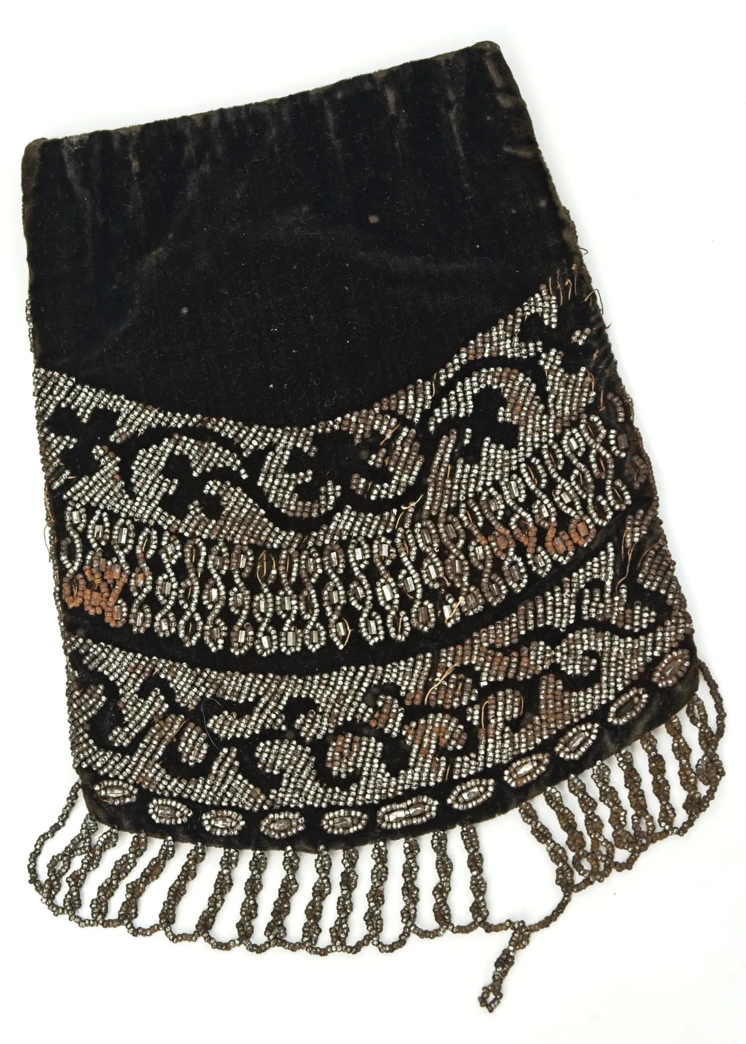Antique Victorian Mourning Purse Reticulewith Cut Steel Beads • Wounded