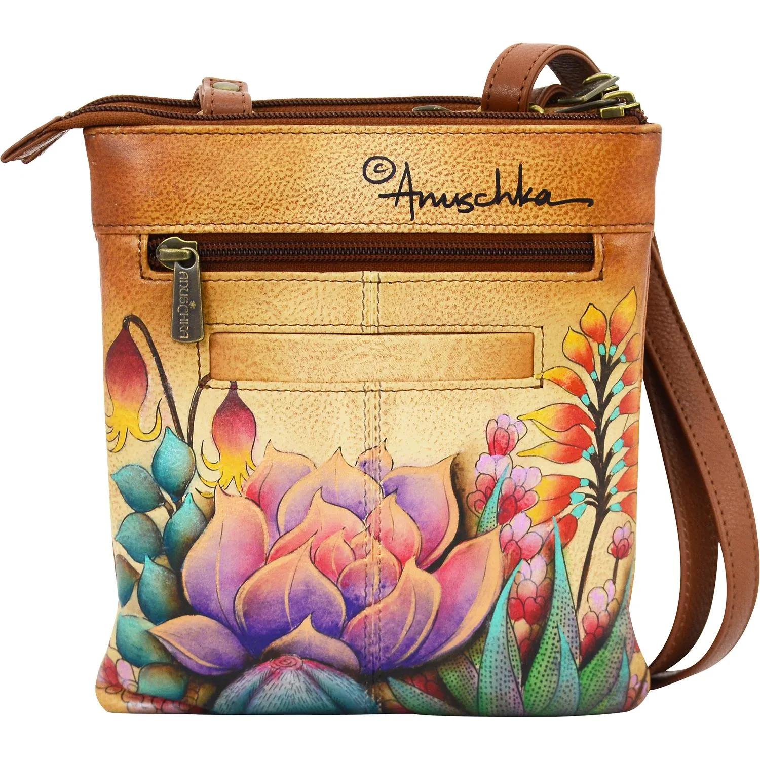 Anuschka RFID Blocking Triple Compartment Travel Organizer Desert Sunset Leather
