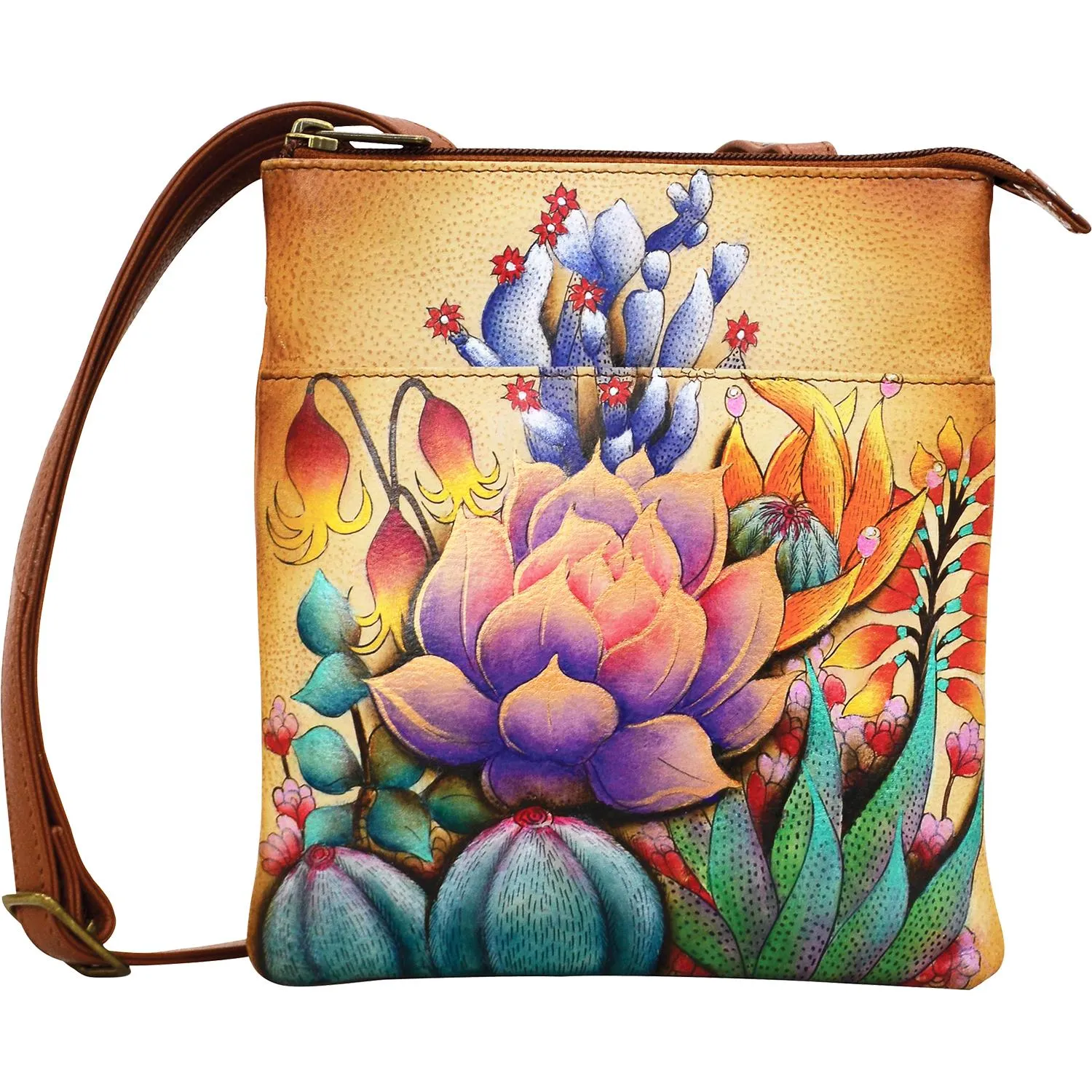 Anuschka RFID Blocking Triple Compartment Travel Organizer Desert Sunset Leather