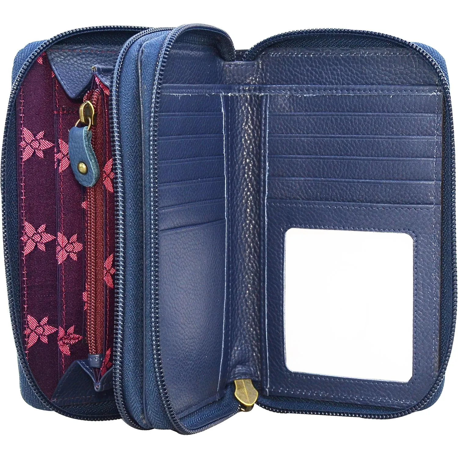 Anuschka Twin Zip Organizer Wallet Moonlit Meadow Leather