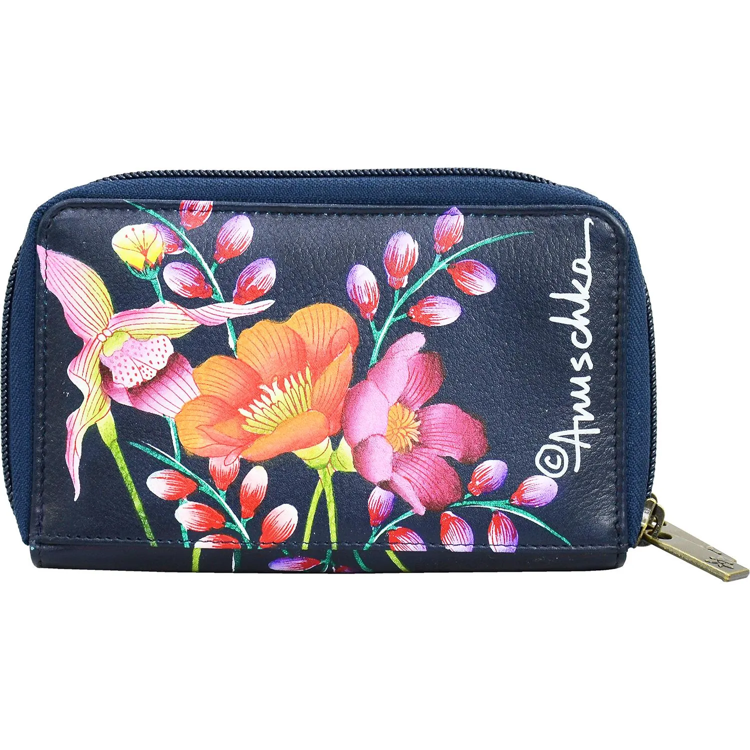 Anuschka Twin Zip Organizer Wallet Moonlit Meadow Leather