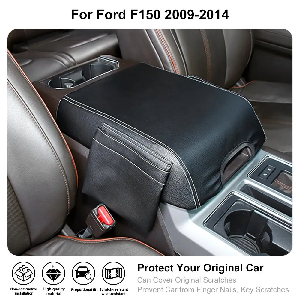 Armrest Box Cover Leather Pad Mat Storage Bag For Ford F150 2015-2020 Accessories | CheroCar