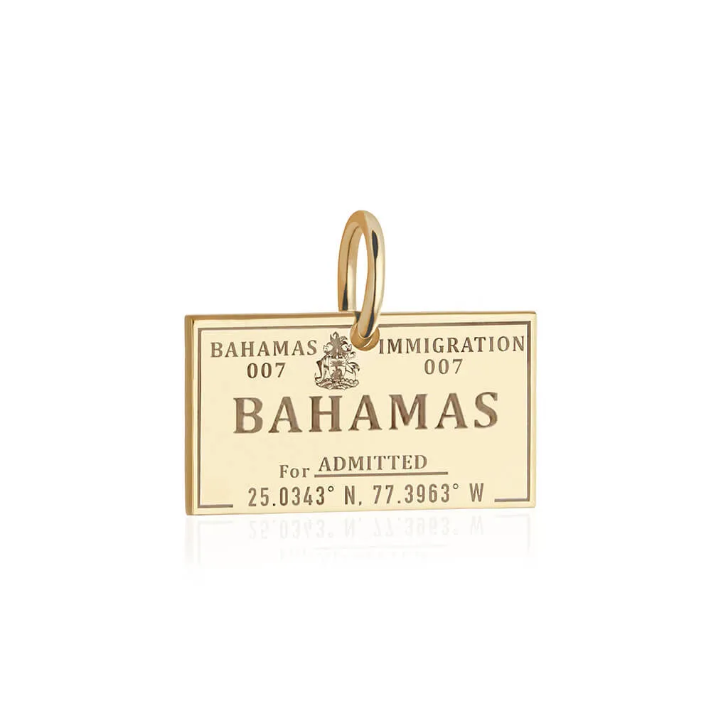 Bahamas Passport Stamp Charm Charm Solid Gold