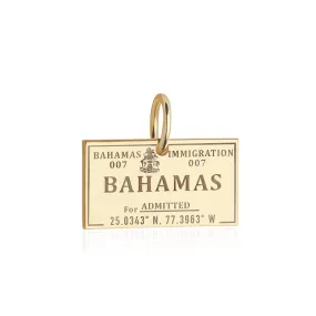 Bahamas Passport Stamp Charm Charm Solid Gold