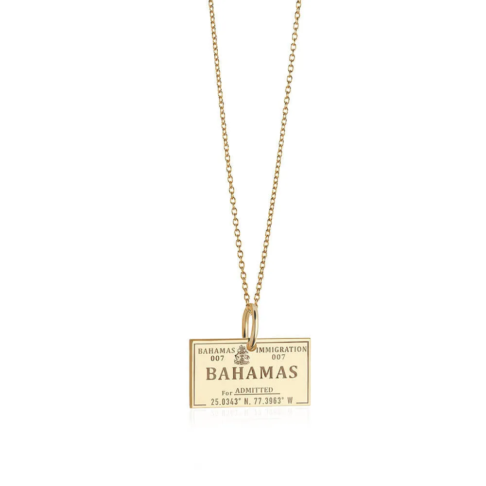 Bahamas Passport Stamp Charm Charm Solid Gold