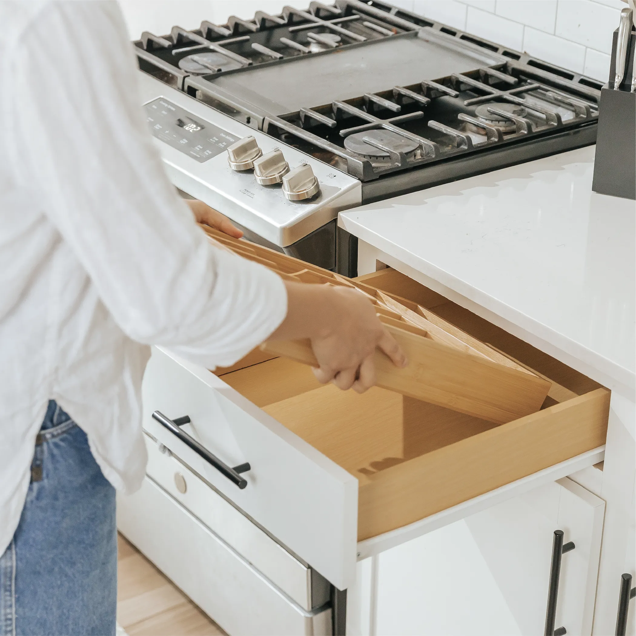 Bamboo Drawer Organizer for Silverware & Utensils (Expands 10.5-19in)