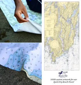 Bath to Cape Small, ME Nautical Chart Quick Dry Towel