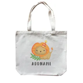 Birthday Safari Lion Wearing Party Hat Addname Canvas Bag