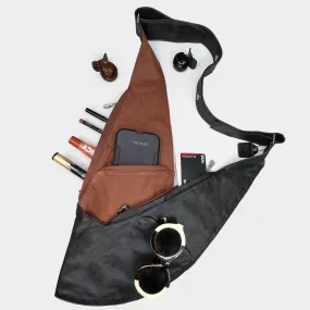 Black/Brown Reversible Leather Sash Bag