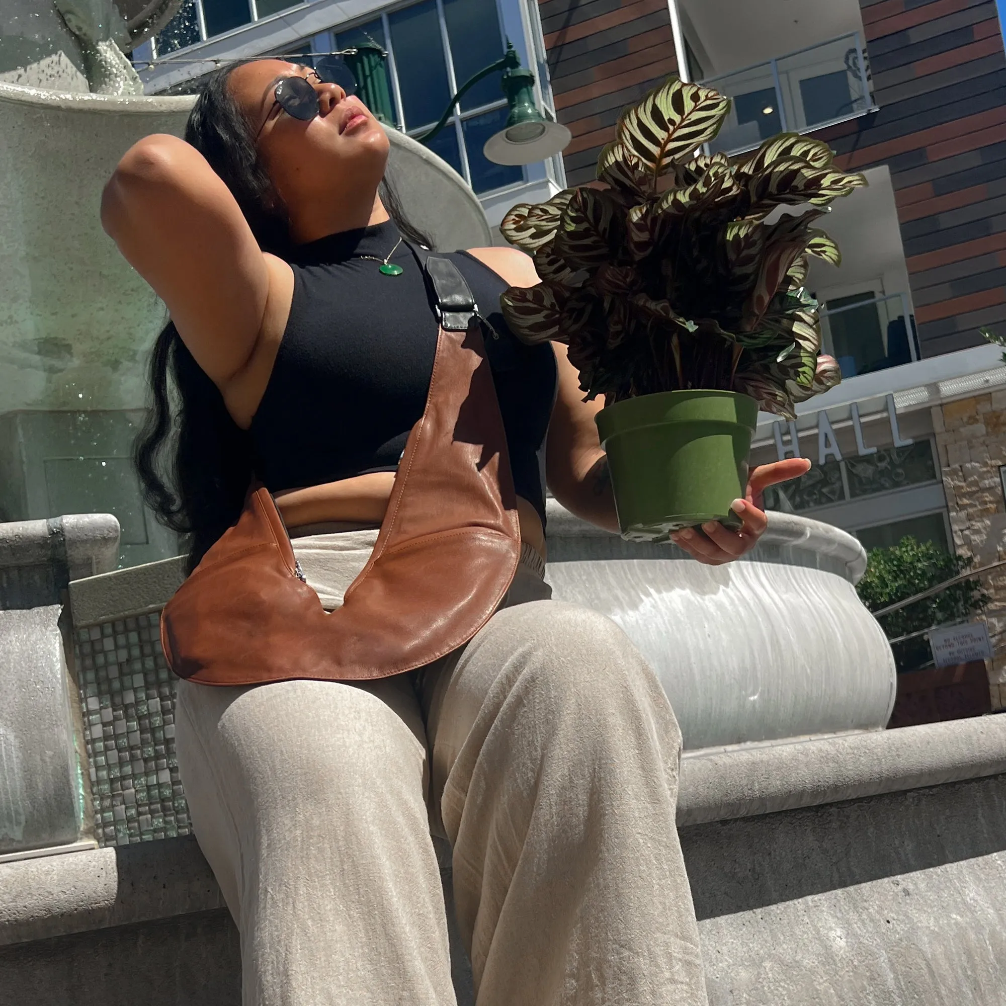 Black/Brown Reversible Leather Sash Bag