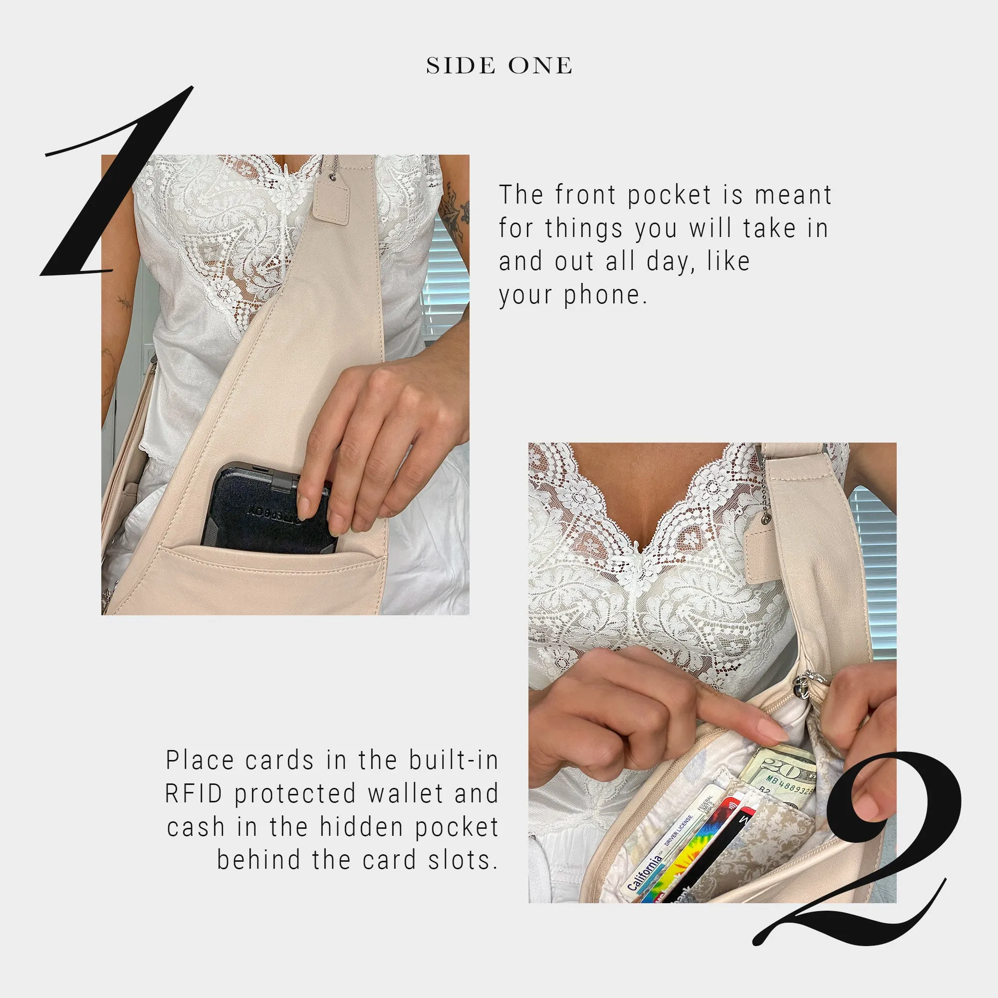 Black/Brown Reversible Leather Sash Bag