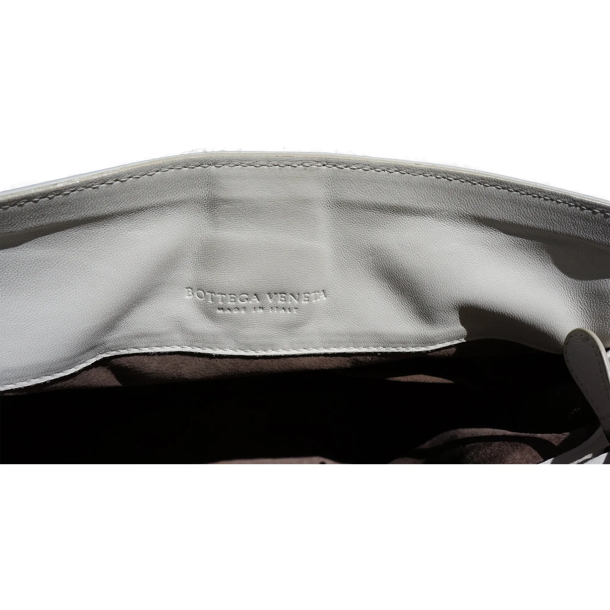 BOTTEGA VENETA IVORY LEATHER INTRECCIATO TRIM FRAME BAG