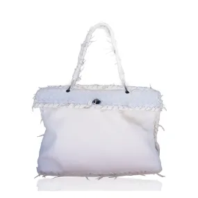 BOTTEGA VENETA IVORY LEATHER INTRECCIATO TRIM FRAME BAG