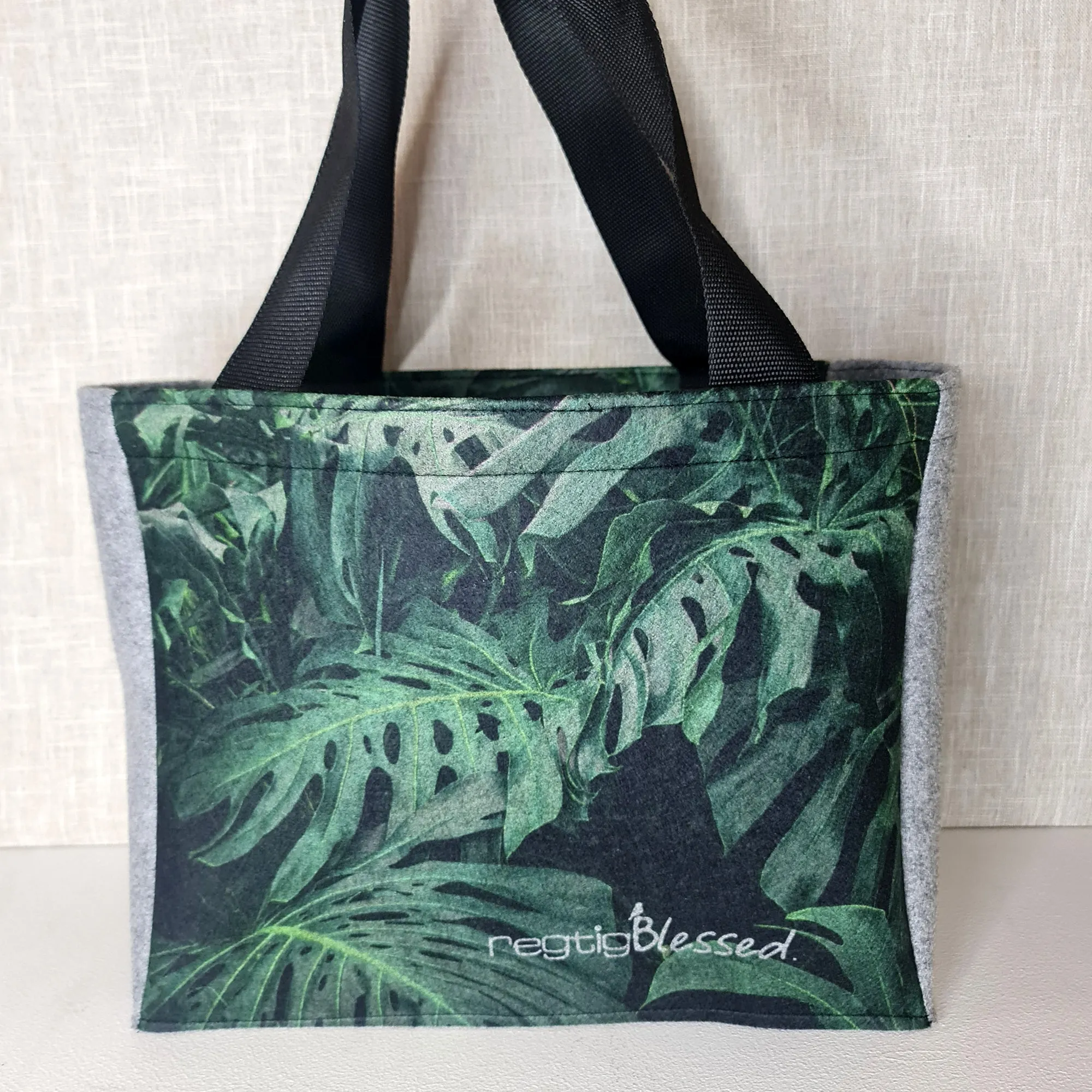 Bottle Green Palms - Recycled Felt Shopper Bag