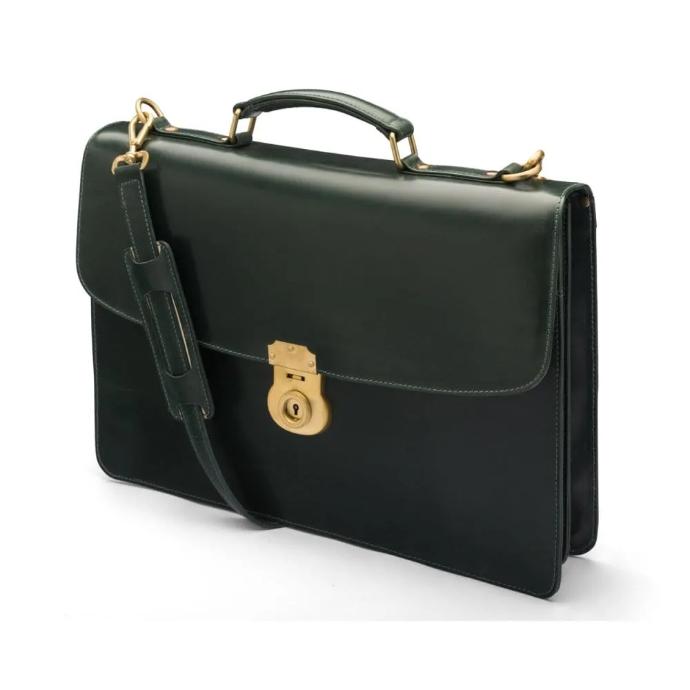 Bridle Hide Harvard Briefcase - Green