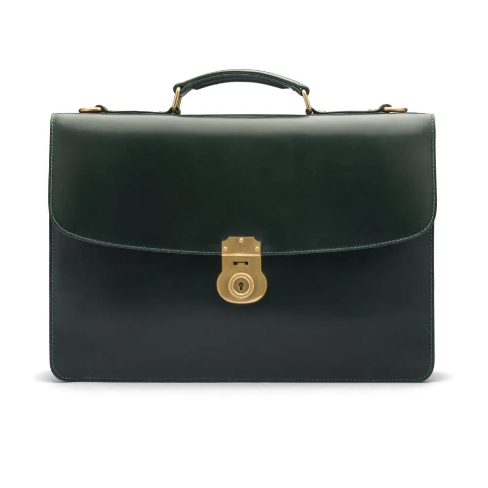 Bridle Hide Harvard Briefcase - Green