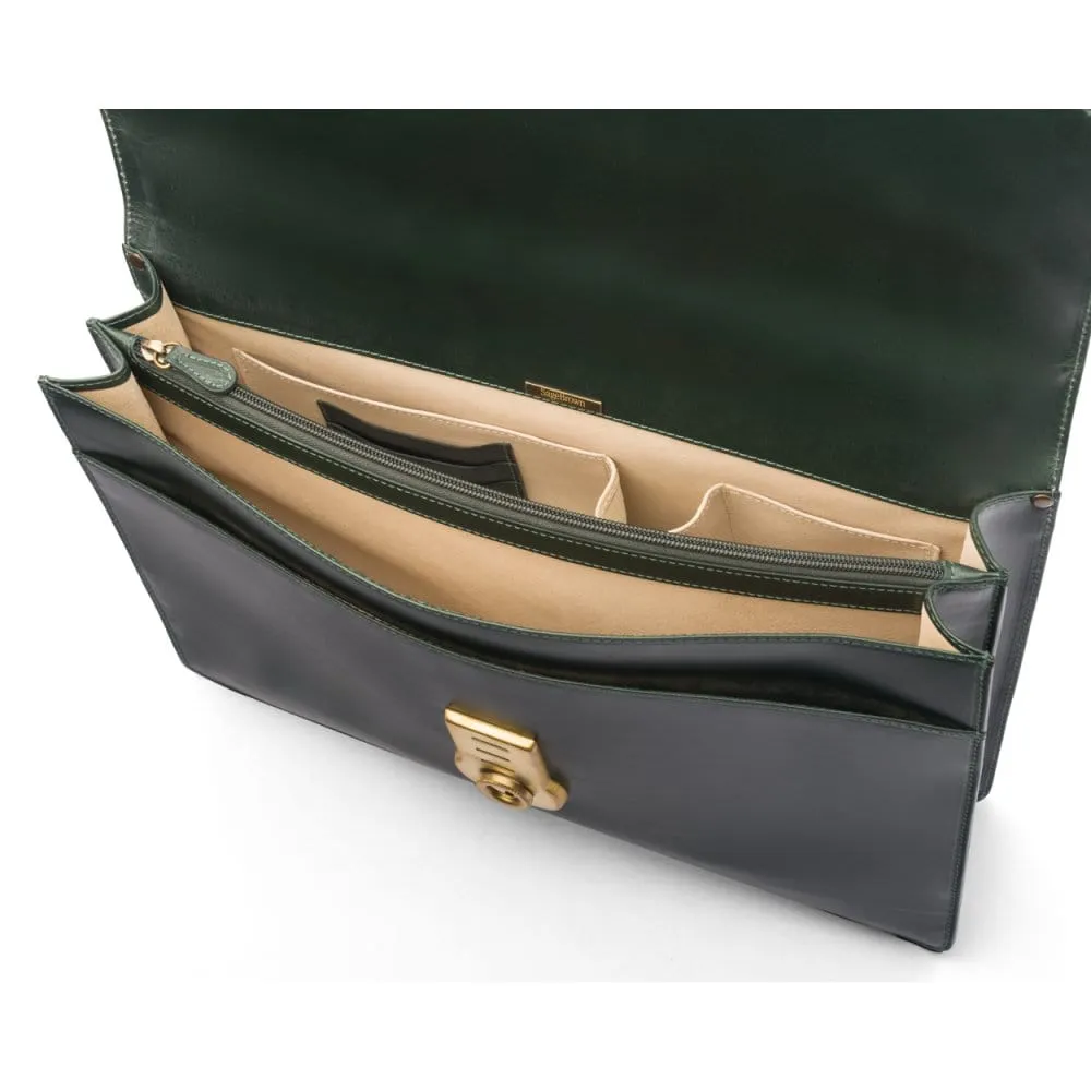 Bridle Hide Harvard Briefcase - Green