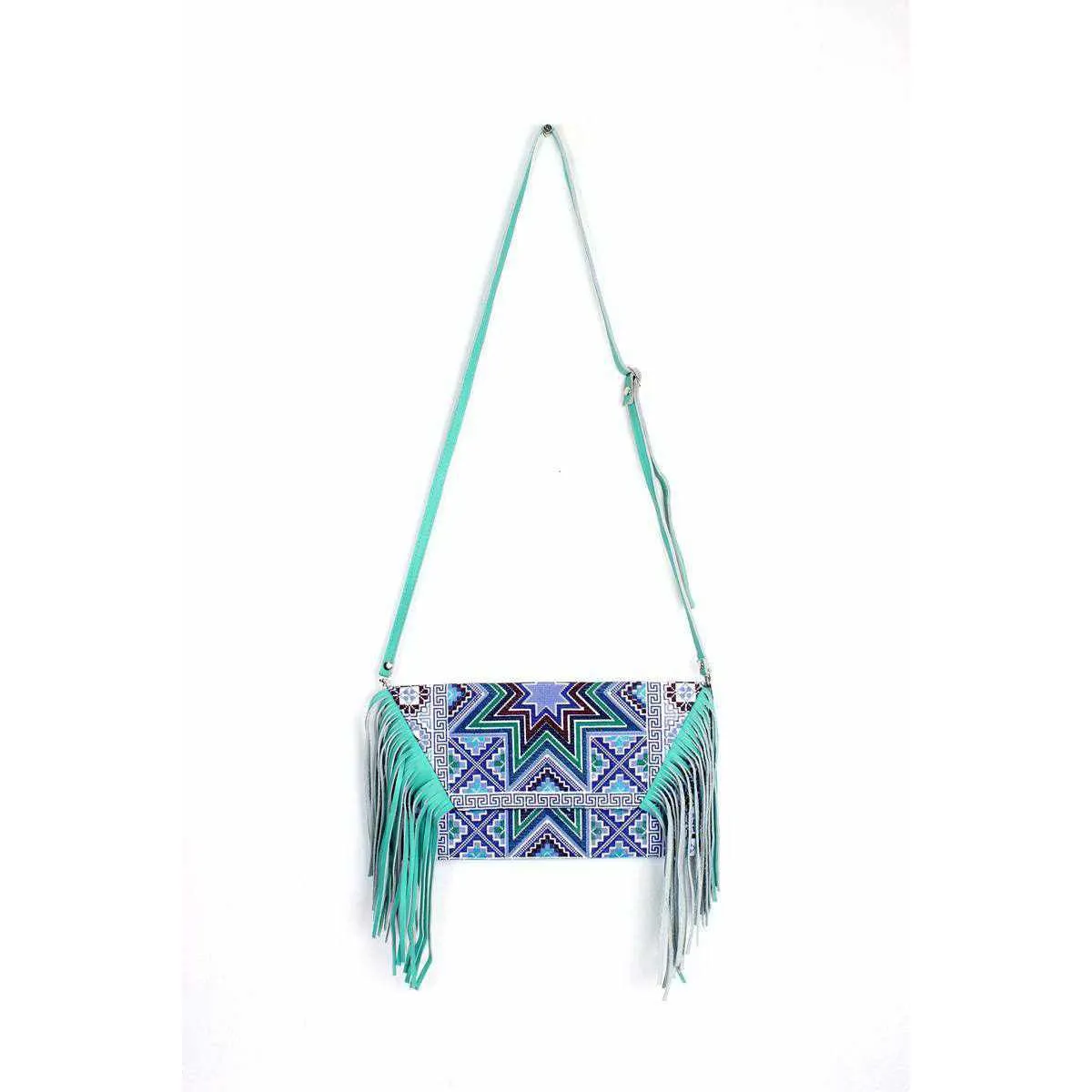 BUNDLE: 4 Piece Embroidery & Leather Fringe Crossbody Bag - Thailand