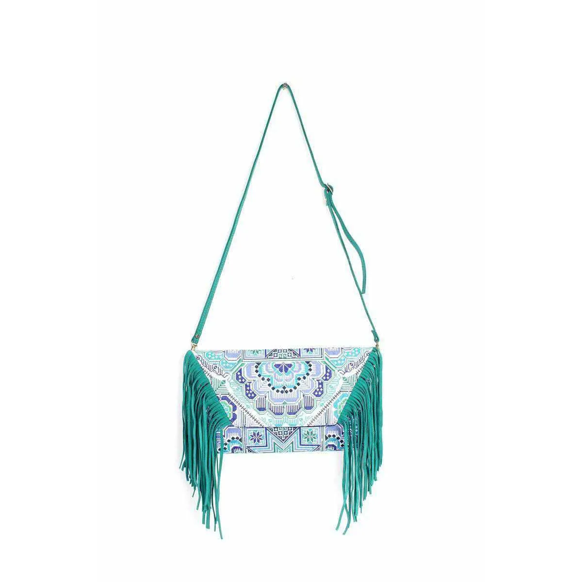 BUNDLE: 4 Piece Embroidery & Leather Fringe Crossbody Bag - Thailand