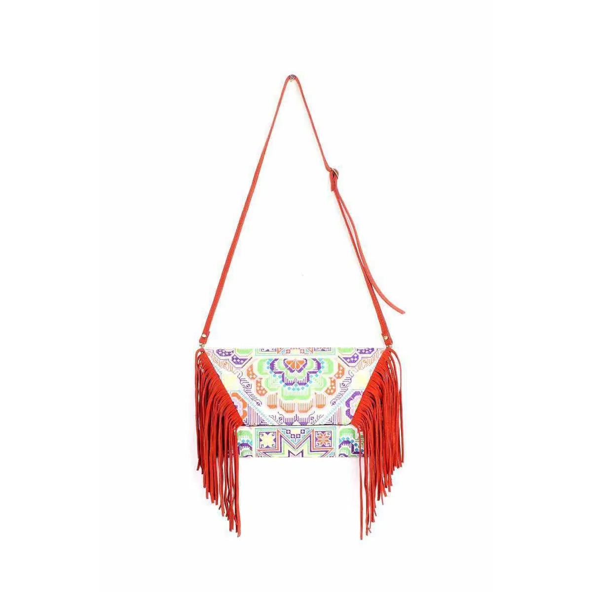 BUNDLE: 4 Piece Embroidery & Leather Fringe Crossbody Bag - Thailand