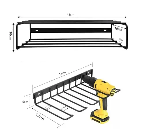 Bygytyo Power Tool Organizer Wall Mount Storage Rack,2 Layers Garage Storage Organizer Rack Heavy Duty Metal Drill Holder Tool Shelf Holder for Lifetime Use,Perfect for Father's Day (New Vision)