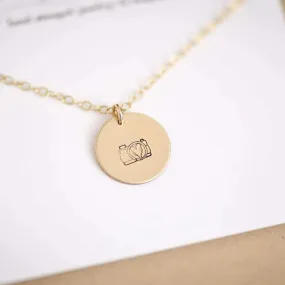 Capturing Hearts Camera Necklace - Dainty Disc Necklace