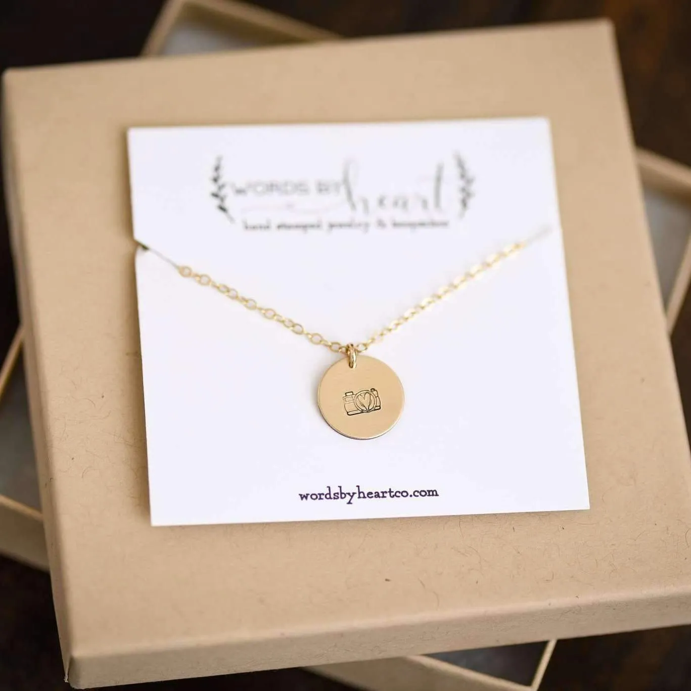 Capturing Hearts Camera Necklace - Dainty Disc Necklace