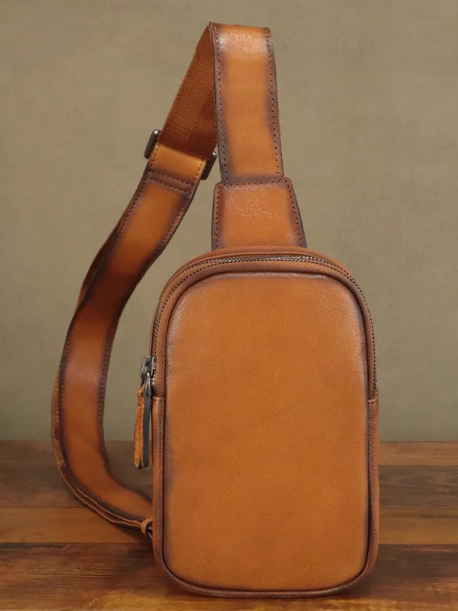 Casual Women's Crossbody Chest Bag Leather Sling Bag For Ladies