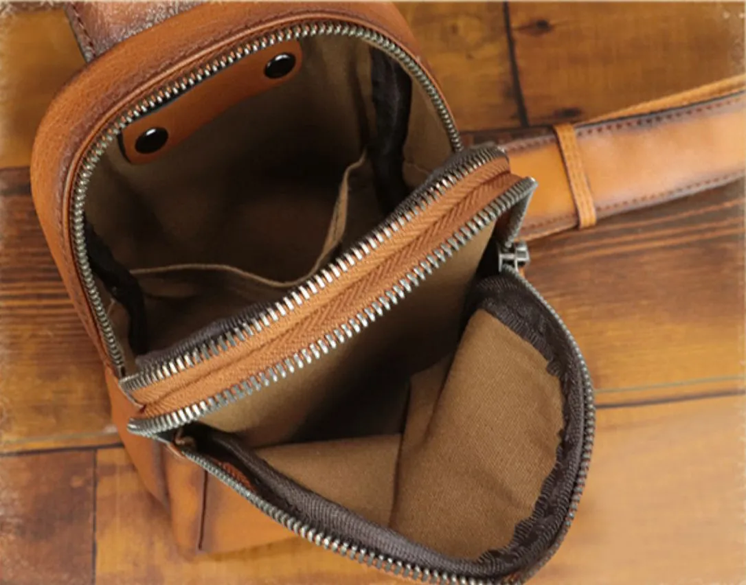 Casual Women's Crossbody Chest Bag Leather Sling Bag For Ladies
