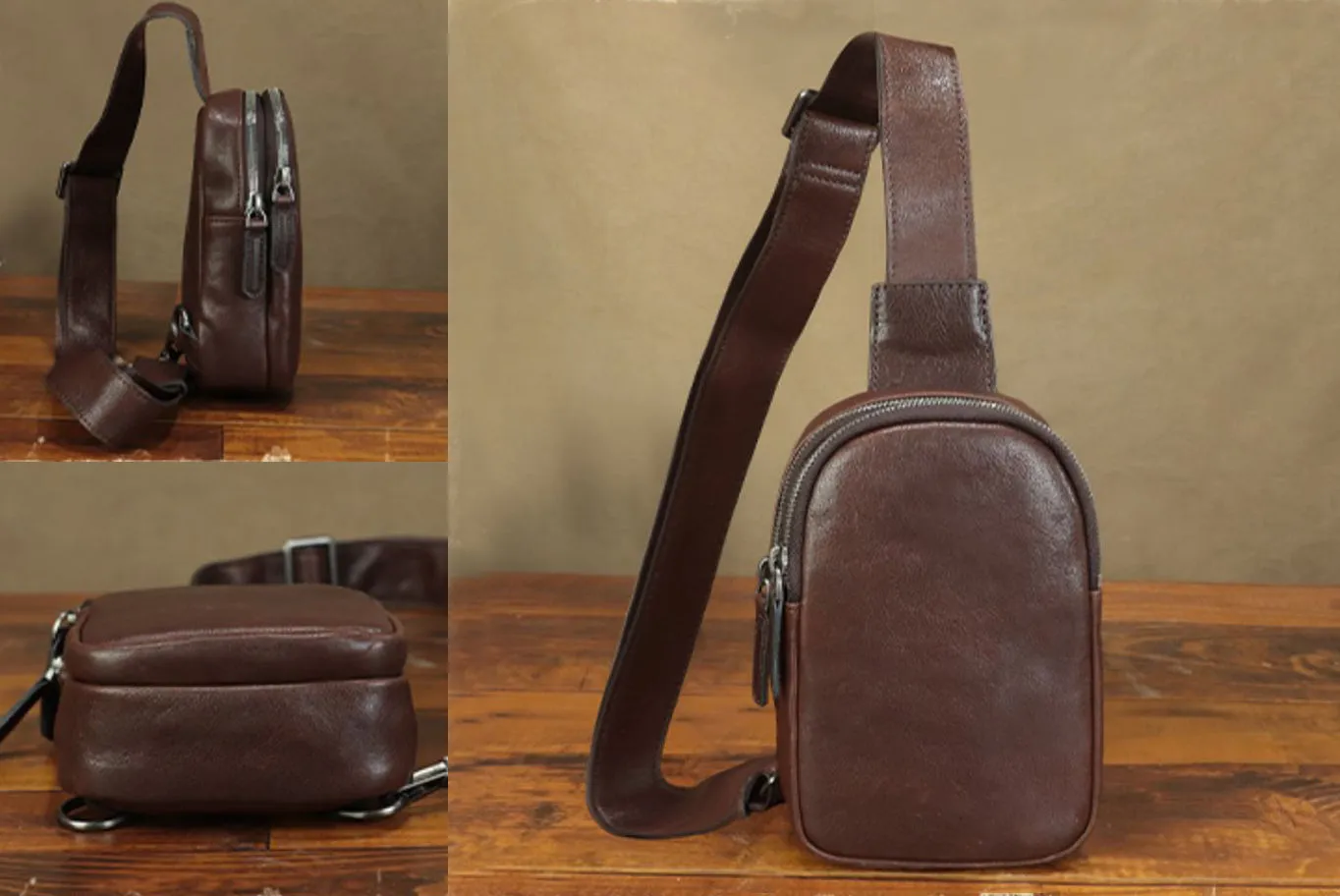 Casual Women's Crossbody Chest Bag Leather Sling Bag For Ladies