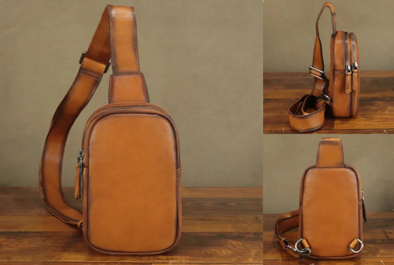 Casual Women's Crossbody Chest Bag Leather Sling Bag For Ladies