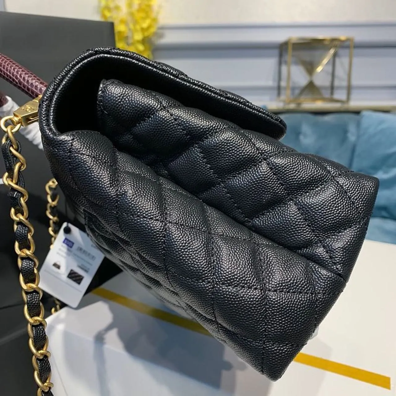 CHLLarge Flap Bag With Top Handle Black For Women, Women’s Handbags, Shoulder And Crossbody Bags 11in/28cm A92991