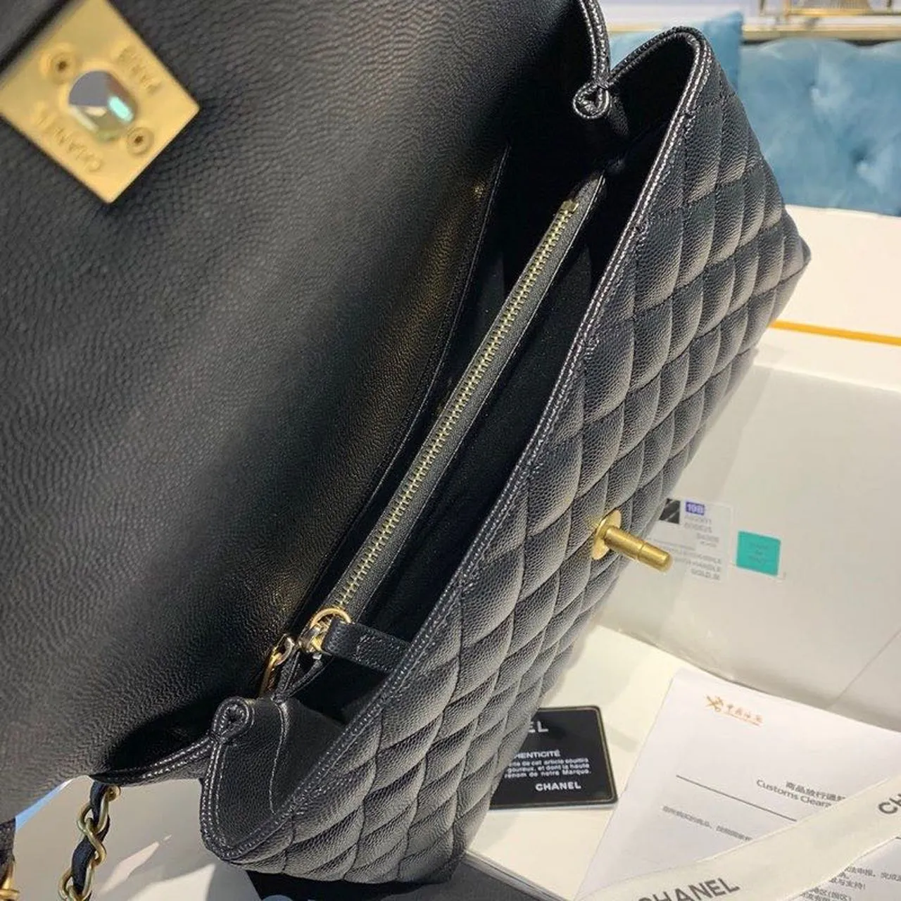 CHLLarge Flap Bag With Top Handle Black For Women, Women’s Handbags, Shoulder And Crossbody Bags 11in/28cm A92991