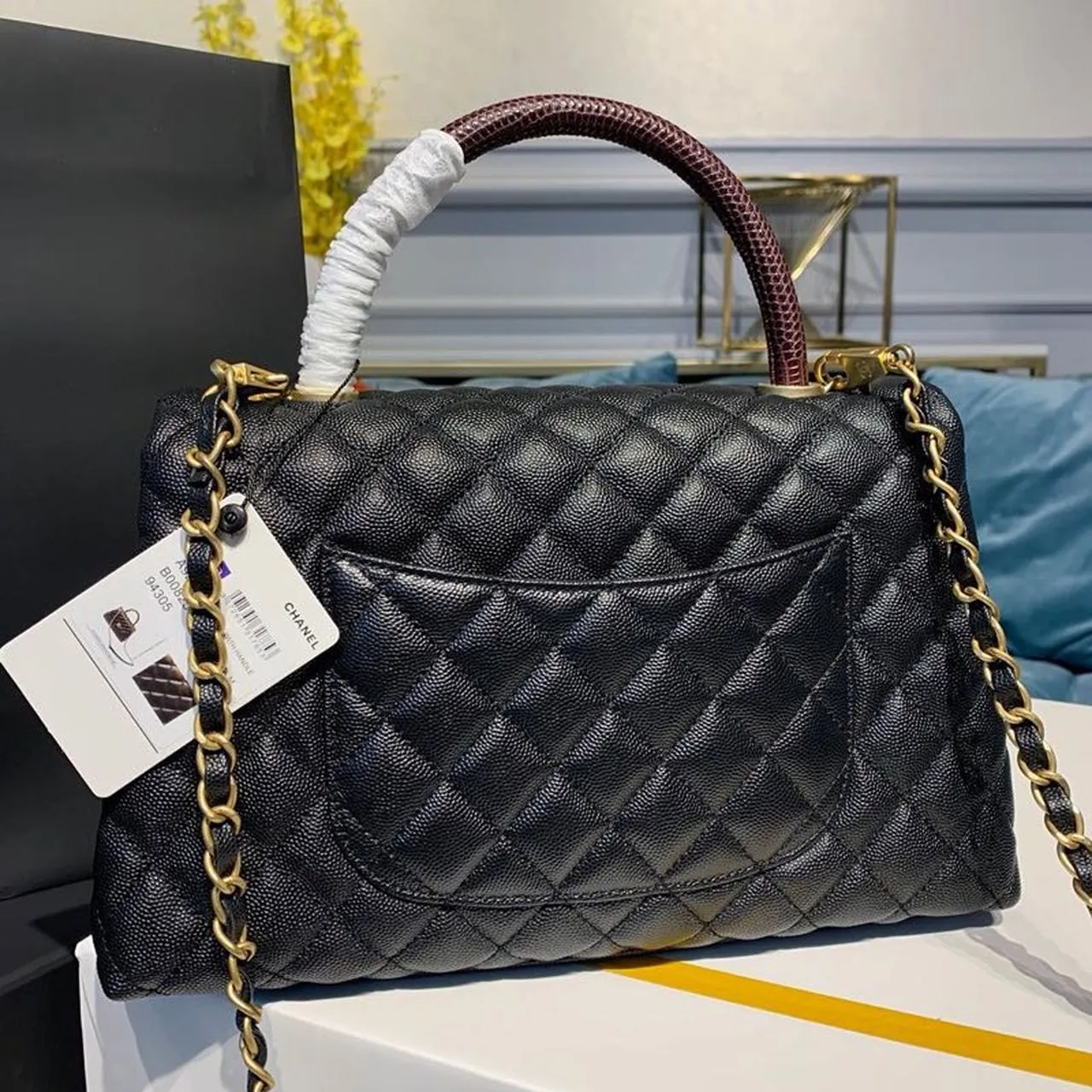 CHLLarge Flap Bag With Top Handle Black For Women, Women’s Handbags, Shoulder And Crossbody Bags 11in/28cm A92991