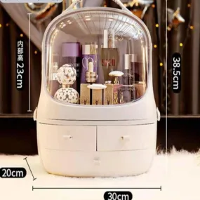 Cosmetic Storage Box With Mirror Portable Makeup Organizer Drawers