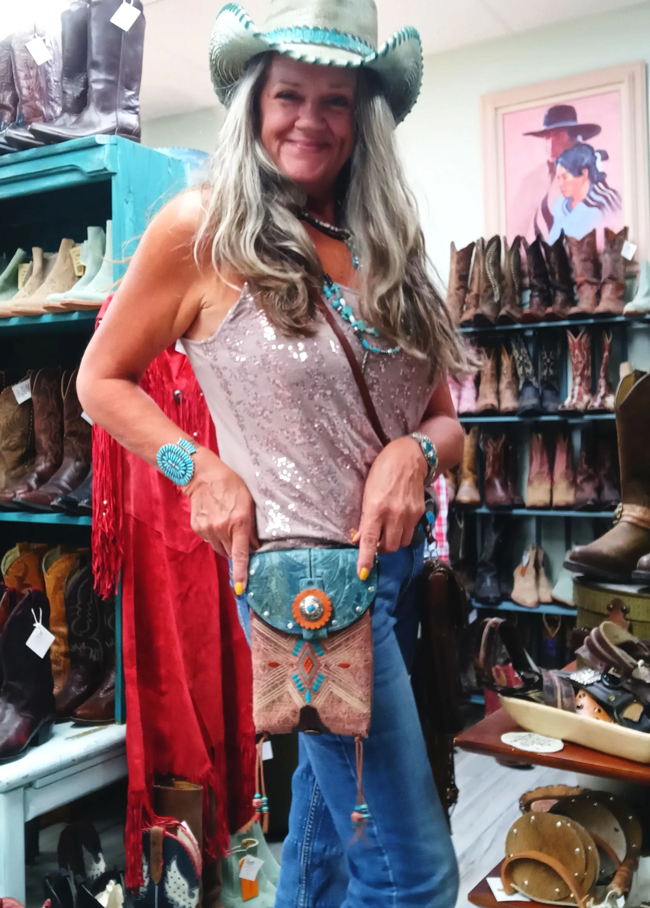Cowboy Boot Crossbody Hipster Purse HP952
