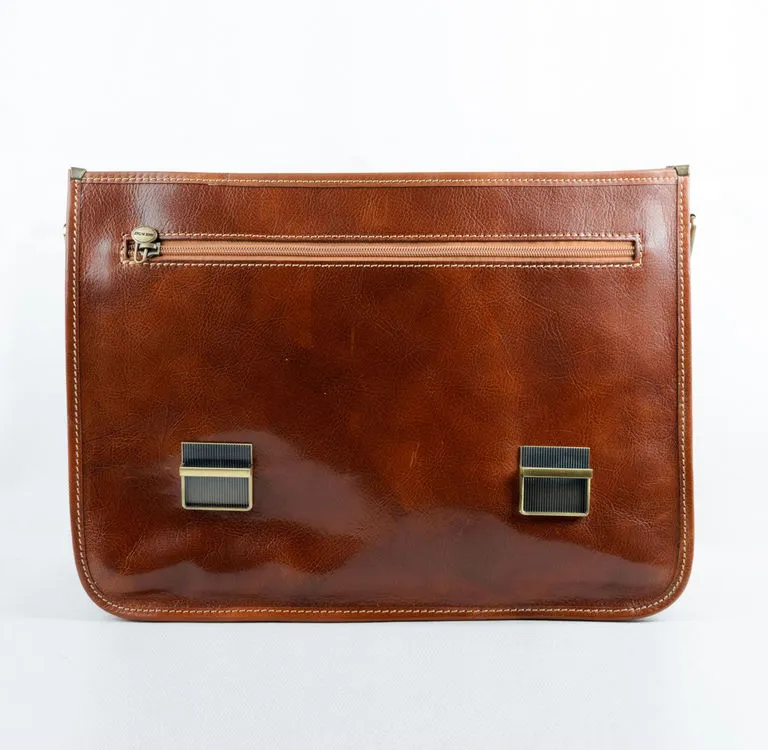 Delamore Tan Leather Briefcase