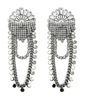 DETACHABLE GLASS CRYSTAL STUD DROP  EARRINGS