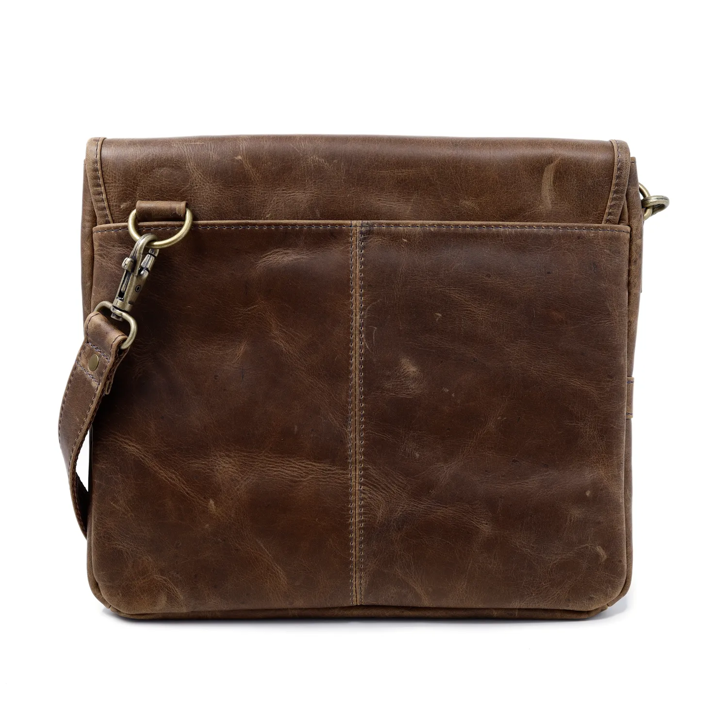 Distressed Leather Slim Crossbody Tablet Messenger