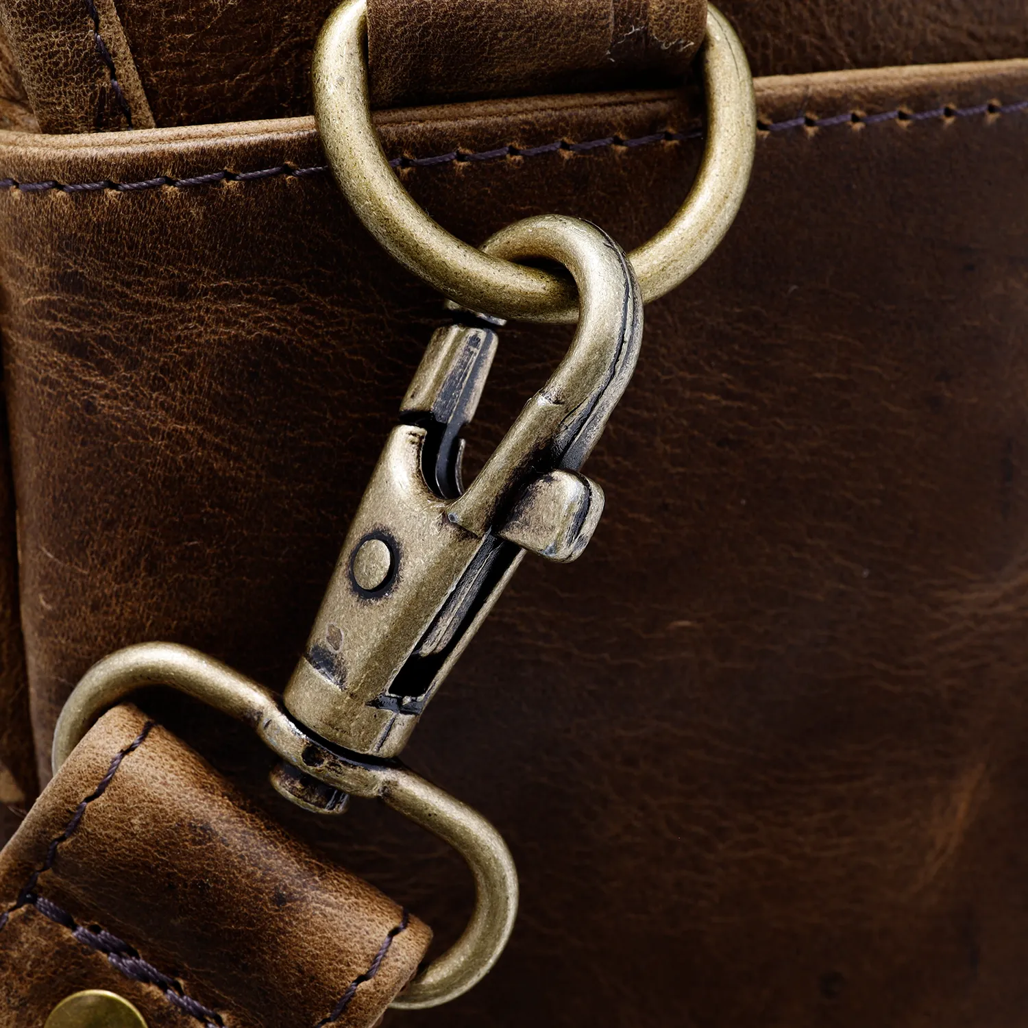 Distressed Leather Slim Crossbody Tablet Messenger