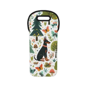 Doberman Woodland Scene - Wine Tote Bag