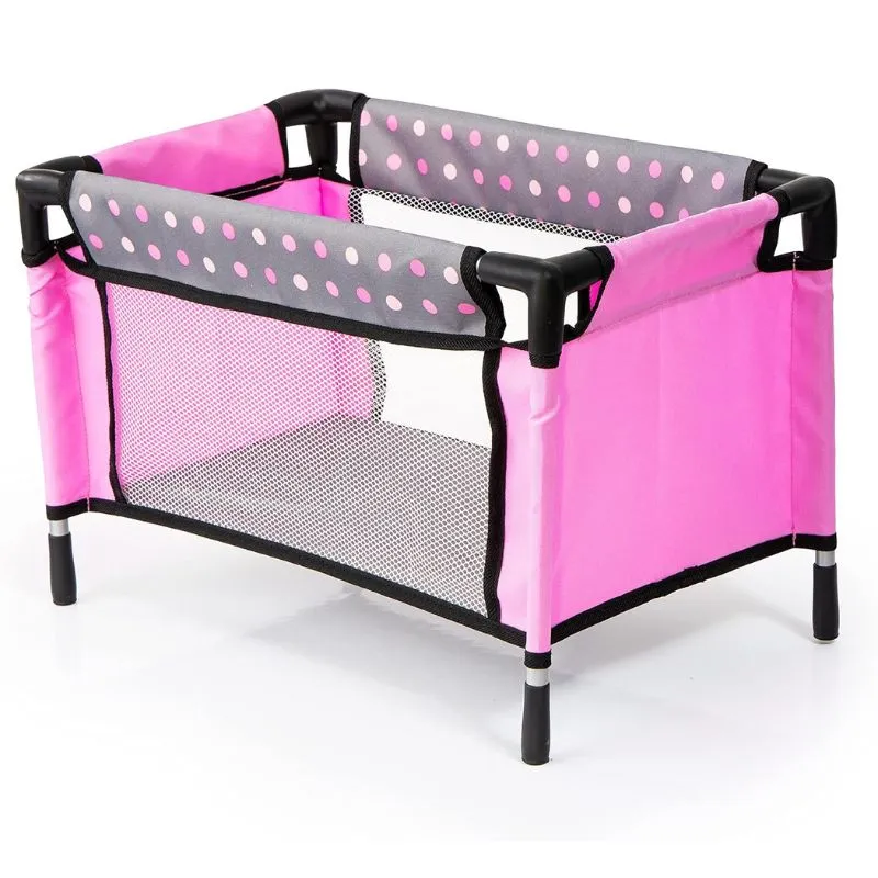 Doll's High Chair and Travel Bed Set - Polka Dots