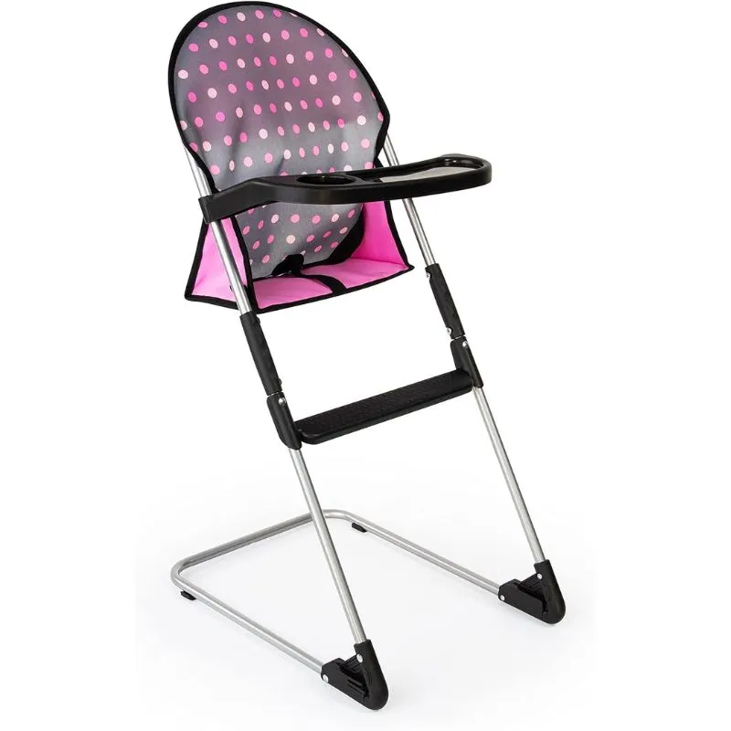 Doll's High Chair and Travel Bed Set - Polka Dots