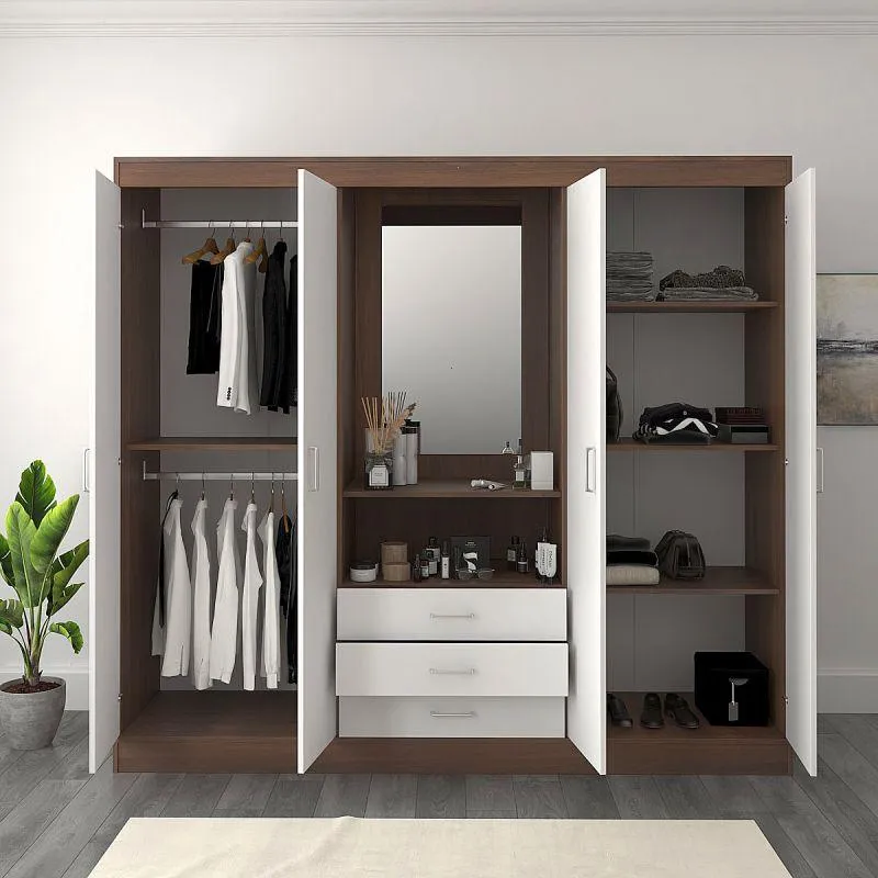 Elegant Wardrobe with White and Brown Dresser By Alhome