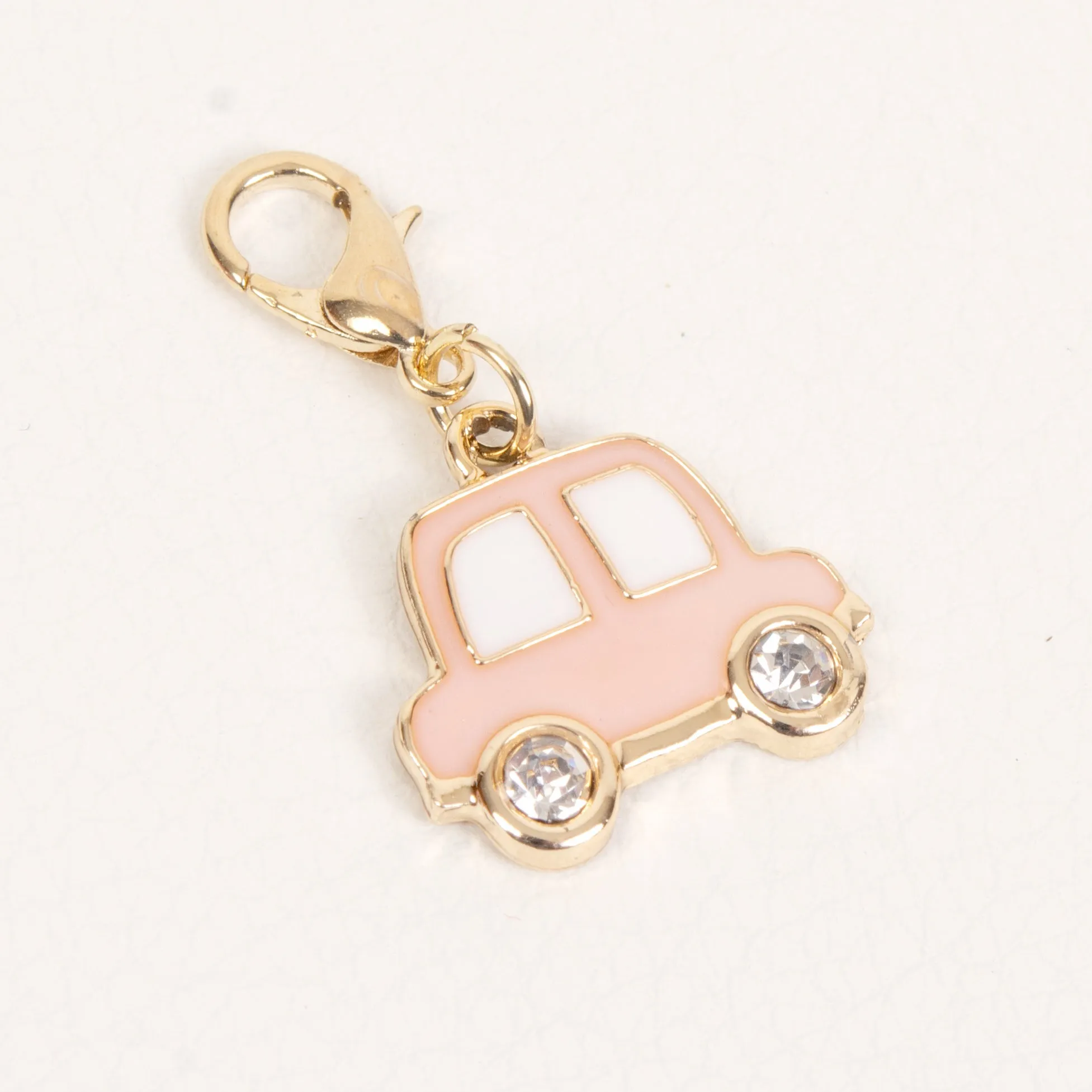 Enamel Car Charm with Rhinestone Wheels - 4 Colors Available