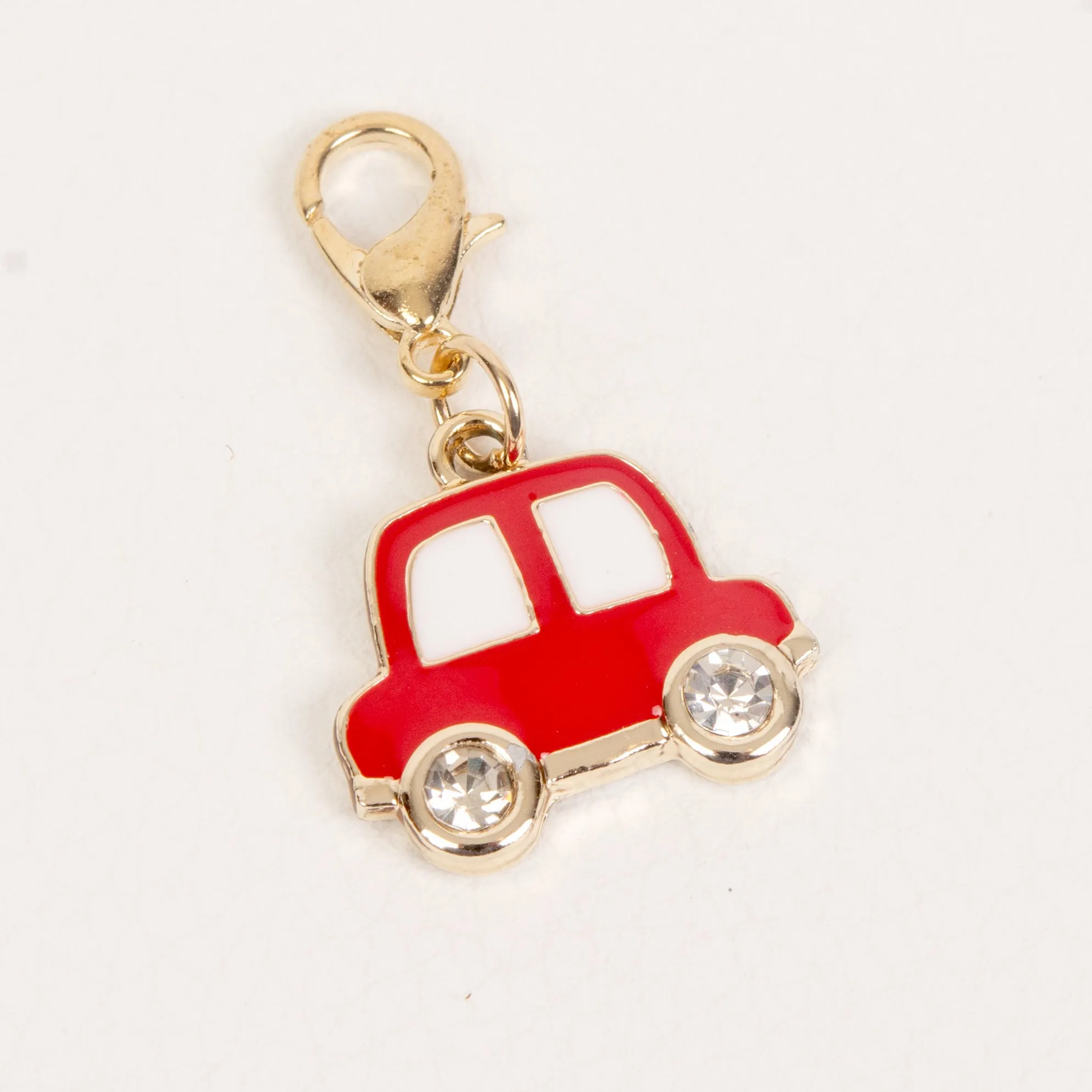 Enamel Car Charm with Rhinestone Wheels - 4 Colors Available